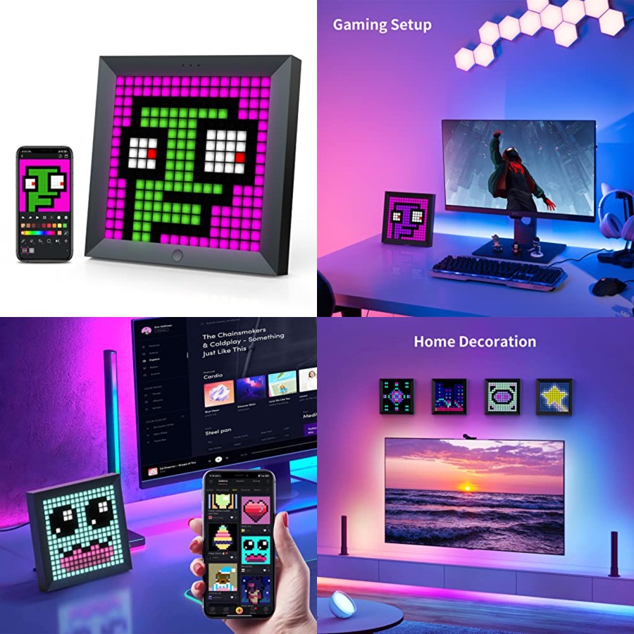 Gaming Controller - LEDライトピクセルディスプレイパネル、RGBライトバー対応、スマートアプリ制御、クールなアニメーションデスクセットアップ、PC、テレビ、ゲームルーム用