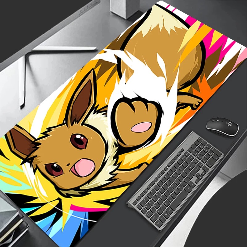 Pc Gaming Keyboard And Mouse - P-ポケモン イーブイ アニメ ゲーミングマウスパッド、拡張ノンスリップデスクマットキーボードパッド PC ラップトップ