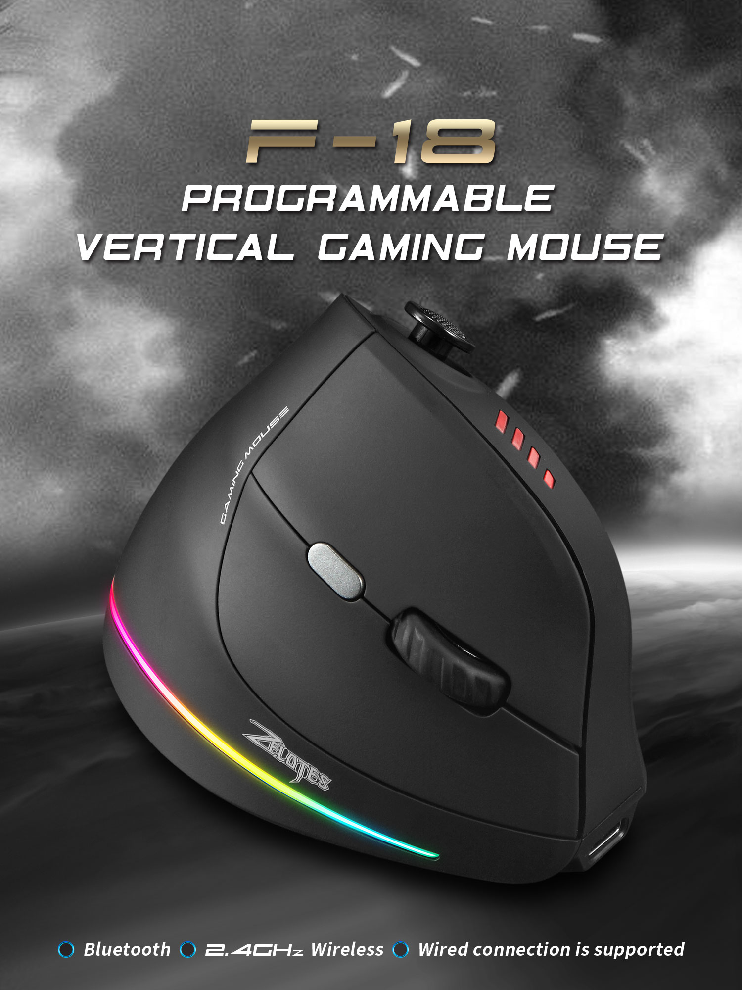 Jomaa RGB バックライト付きワイヤレス垂直マウスコン - Gaming Controller のレビューと価格