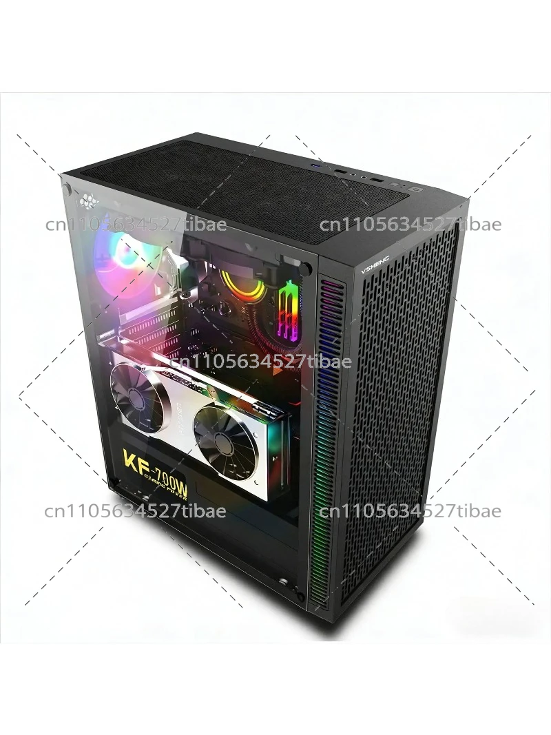 黒色E-ATXコンピューターケース、ガラスサイドパネル付き、 - Pc Gaming Cpu のレビューと価格