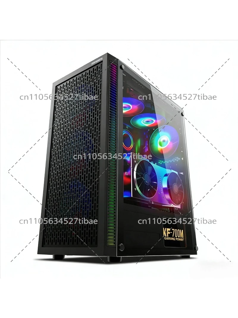 黒色E-ATXコンピューターケース、ガラスサイドパネル付き、 - Pc Gaming Cpu のレビューと価格
